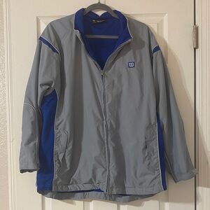 Vintage Wilson Men's Windbreaker in Gray and Blue Coach’s Jacket Size L